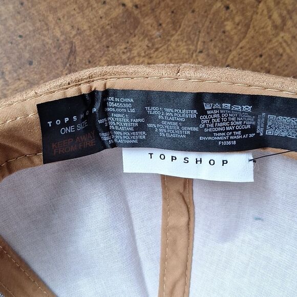 Topshop Suedette sherpa mix Cap in Beige fuzzy brim - Picture 8 of 10